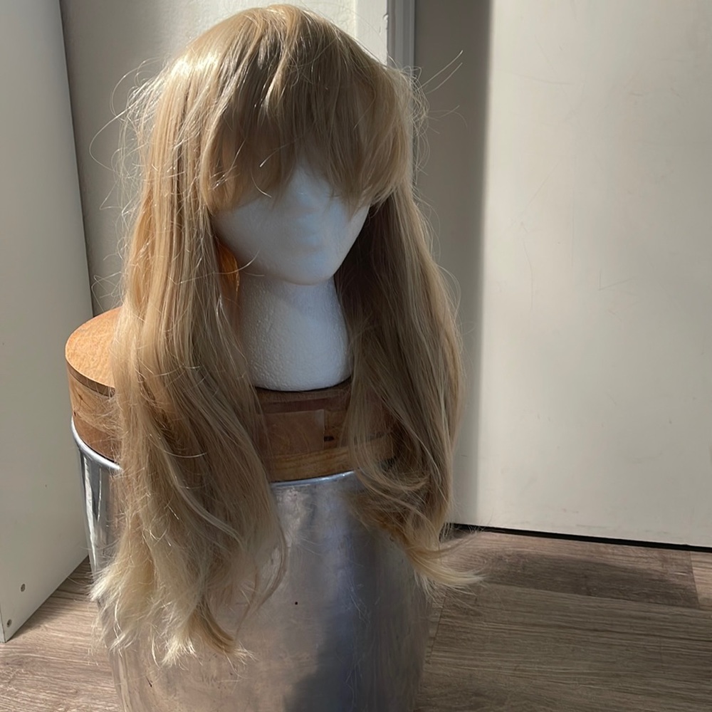 Blonde Synthetic Wig with Bangs